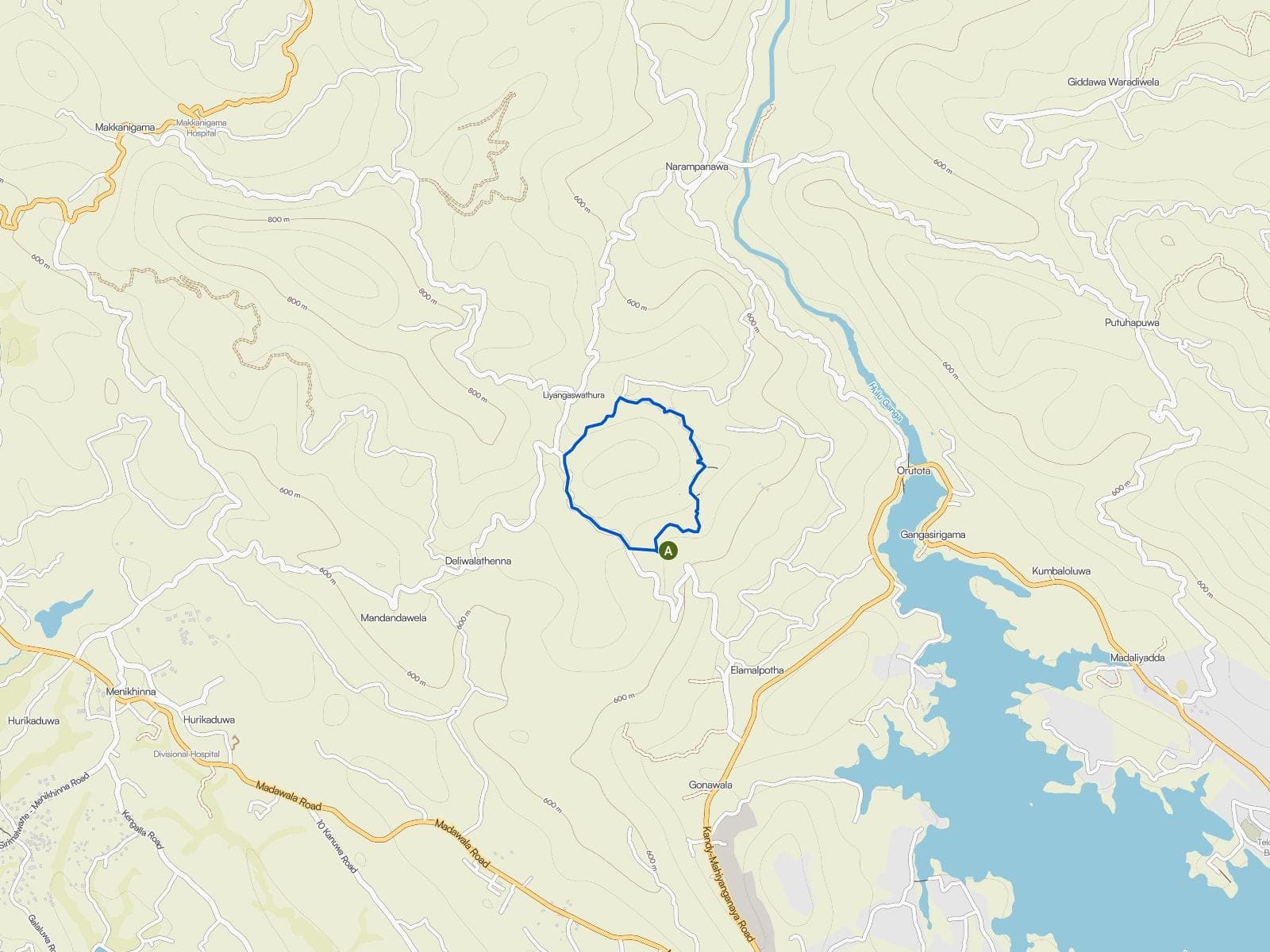 Map of the village walk: a loop of lanes and footpaths around Wepathana, north-west of Victoria Lake