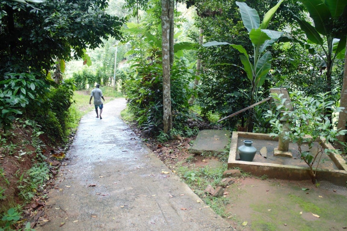 A villager walking along a green path near Wepathana